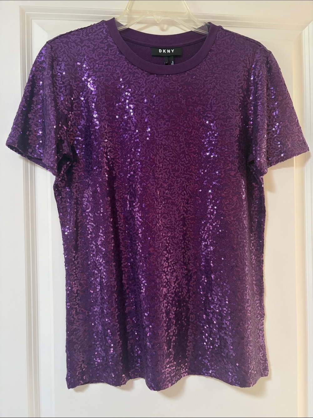 DKNY Purple Sequin Short Sleeve Tee